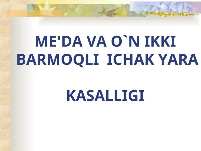 ME'DA VAO`N IKKIBARMOQLIICHAK YARAKASALLIGI