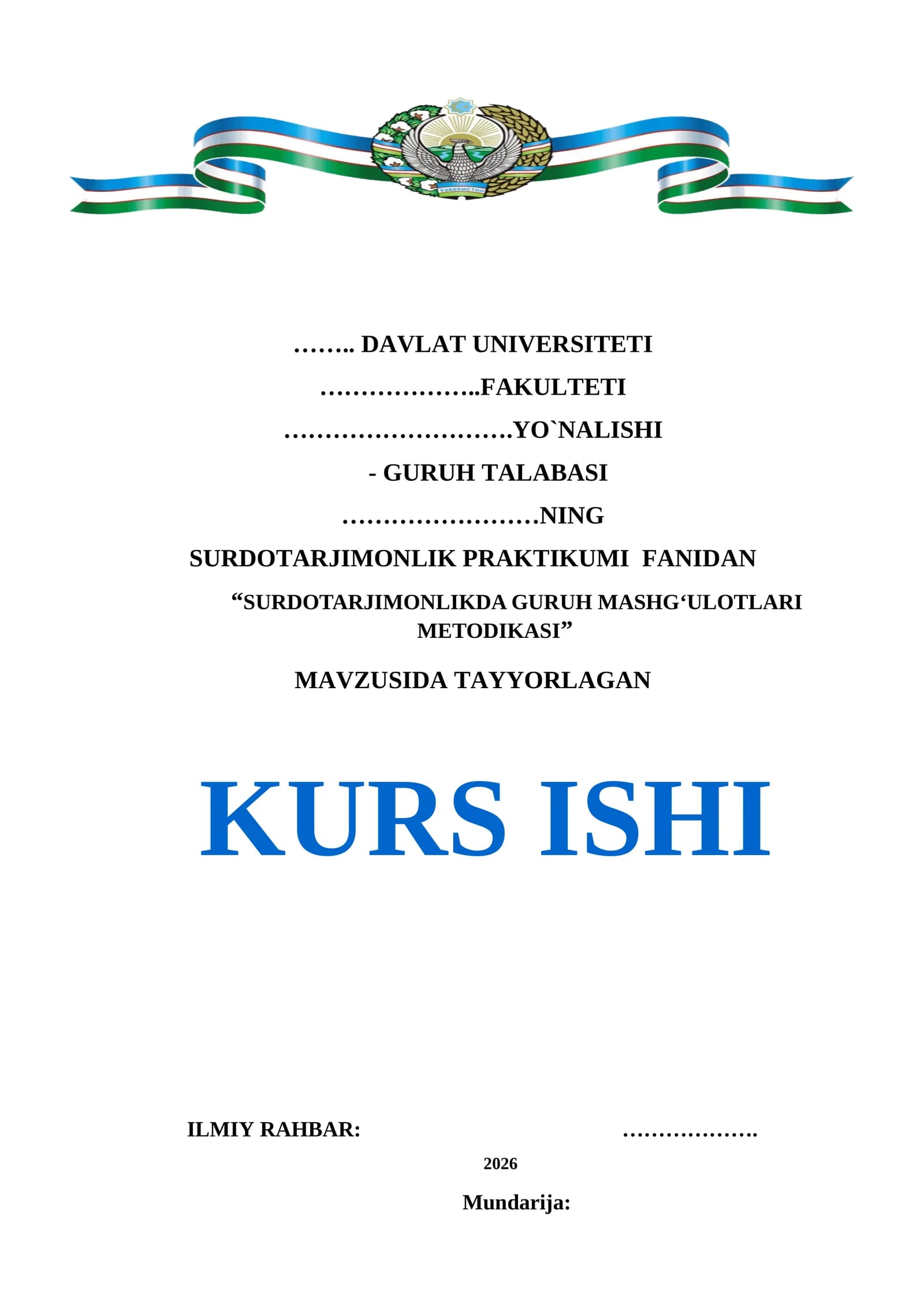 SURDOTARJIMONLIKDA GURUH MASHG‘ULOTLARI METODIKASI