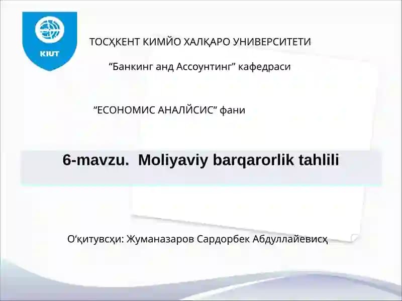 Молийавий барқарорлик таҳлили