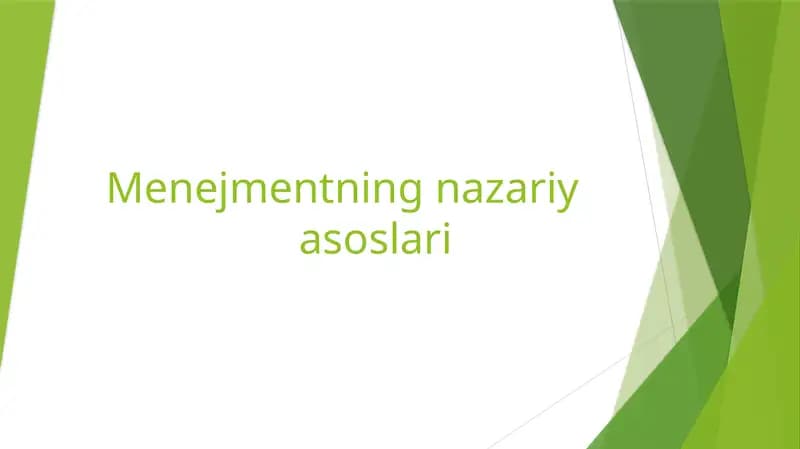 Menejmentning nazariy asoslari