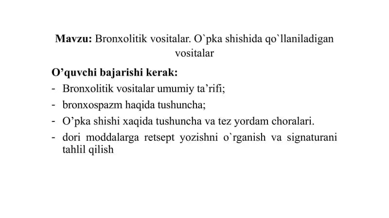 Bronxolitik vositalar
