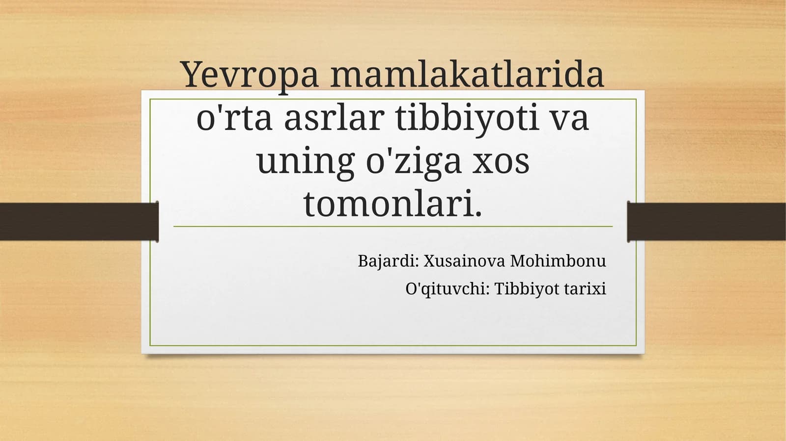 Yevropa mamlakatlarida o'rta asrlar tibbiyoti va uning o'ziga xos tomonlari
