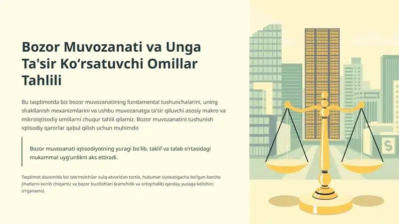 Bozor Muvozanati va Unga Ta'sir Koʻrsatuvchi Omillar Tahlili