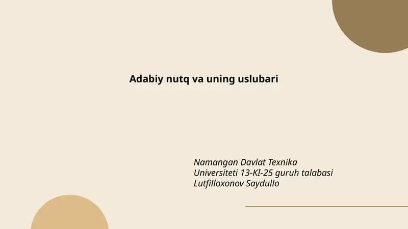 Adabiy nutq va uning uslubari