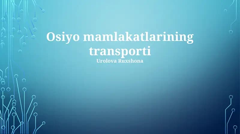 Osiyo mamlakatlarining transporti
