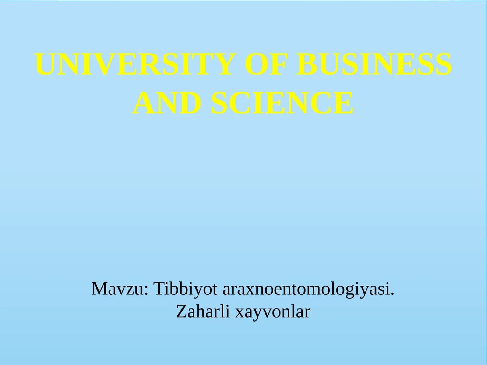 Tibbiyot araxnoentomologiyasi. Zaharli xayvonlar