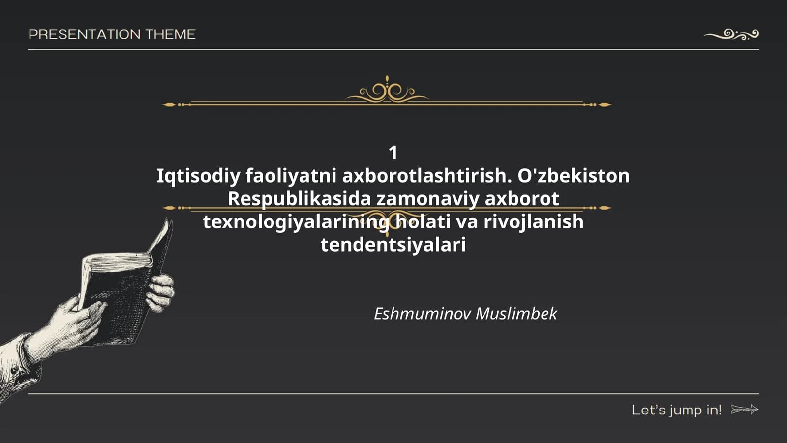 Iqtisodiy faoliyatni axborotlashtirish. O'zbekiston Respublikasida zamonaviy axborot texnologiyalarining holati va rivojlanish tendentsiyalari
