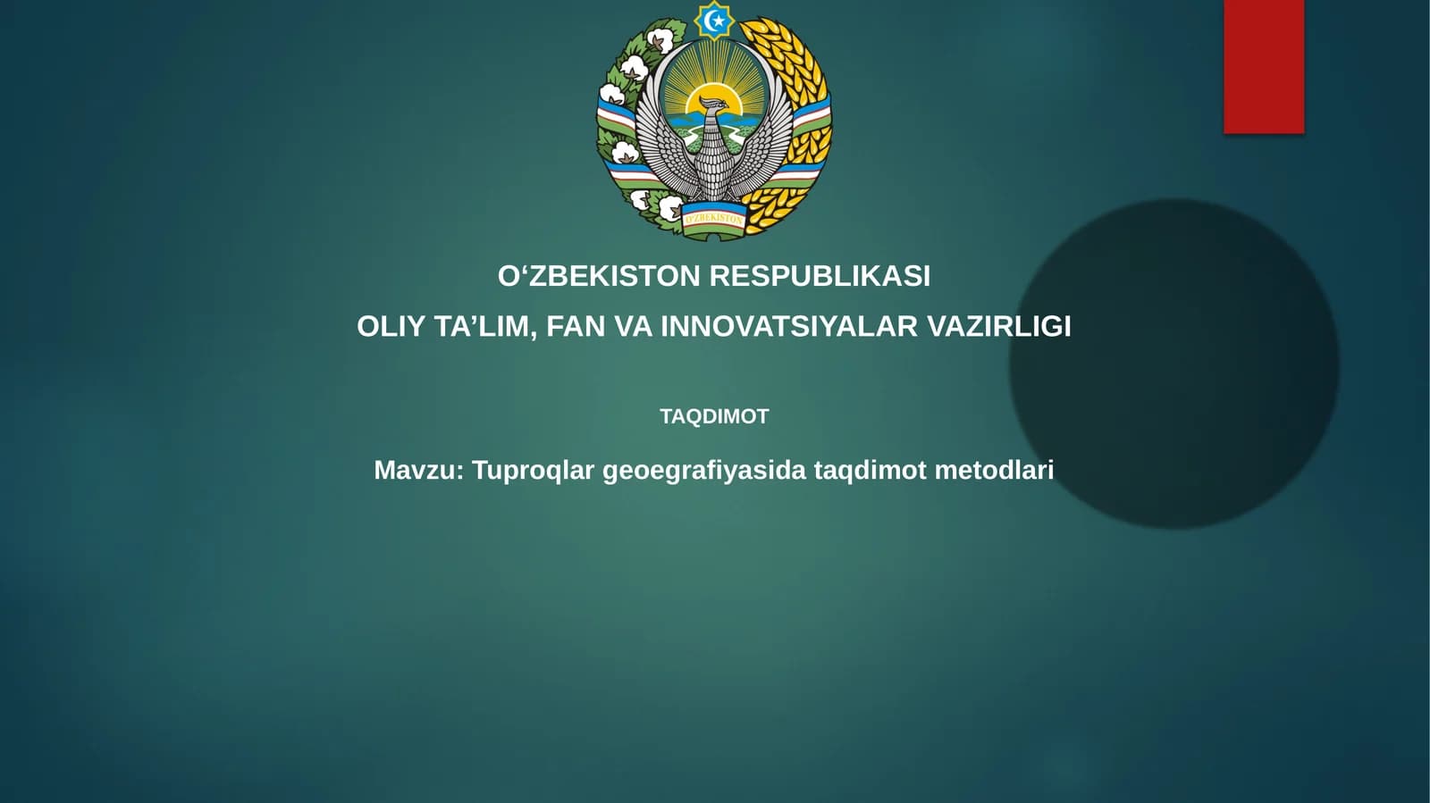 Tuproqlar geografiyasi taqdimot metodlari