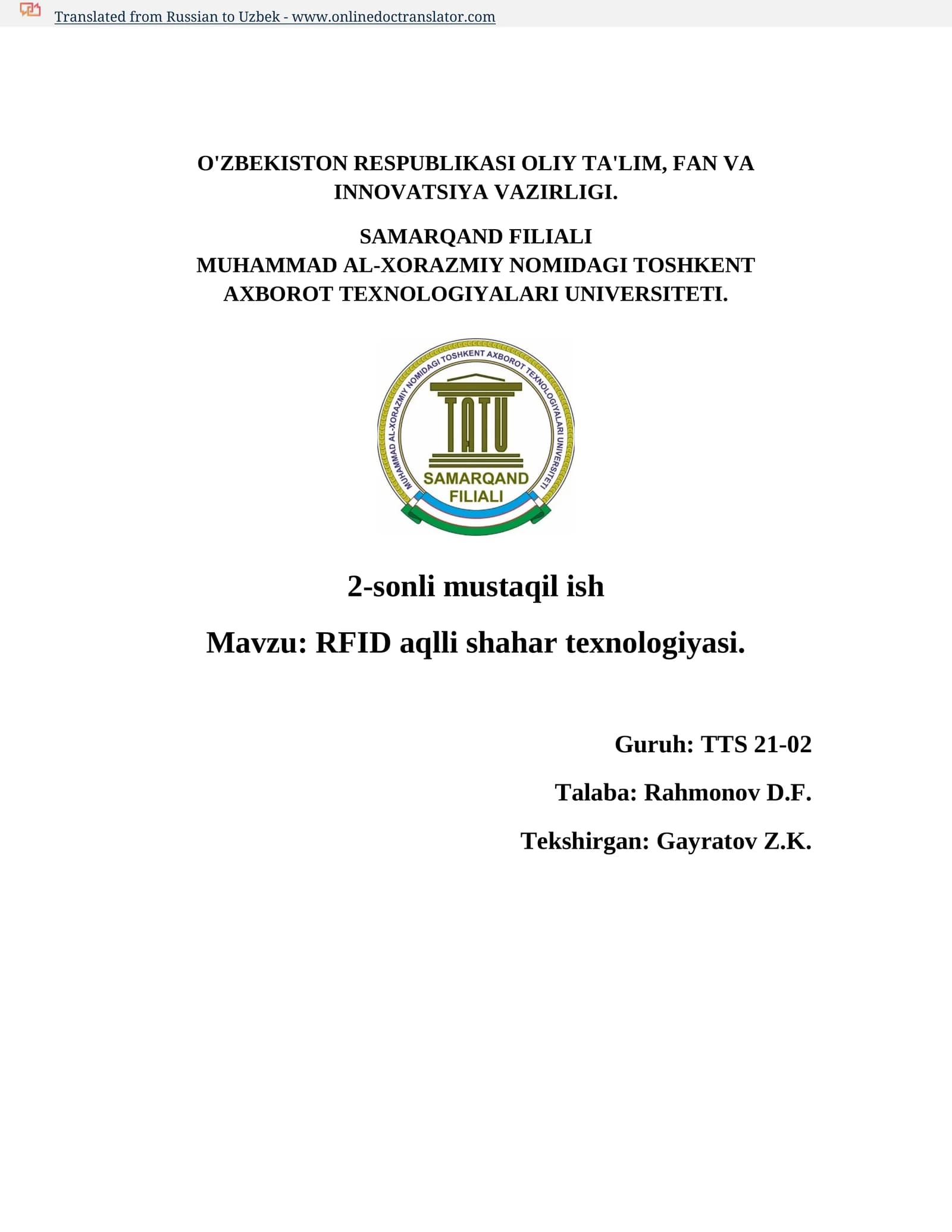 RFID aqlli shahar texnologiyasi