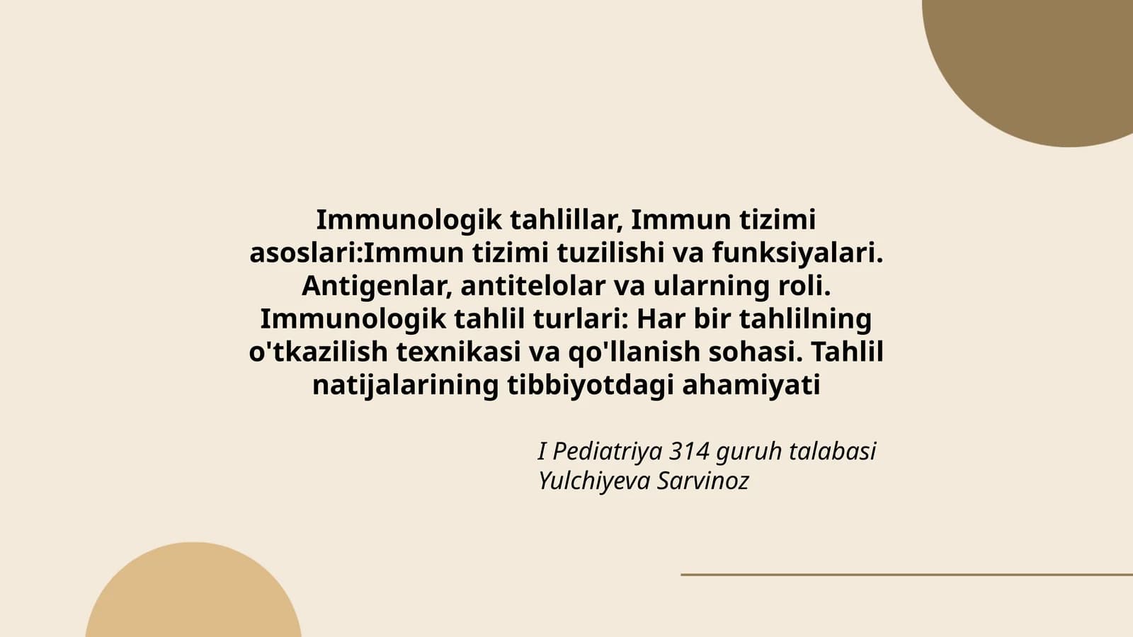 Immunologik tahlillar va tizimi asoslari