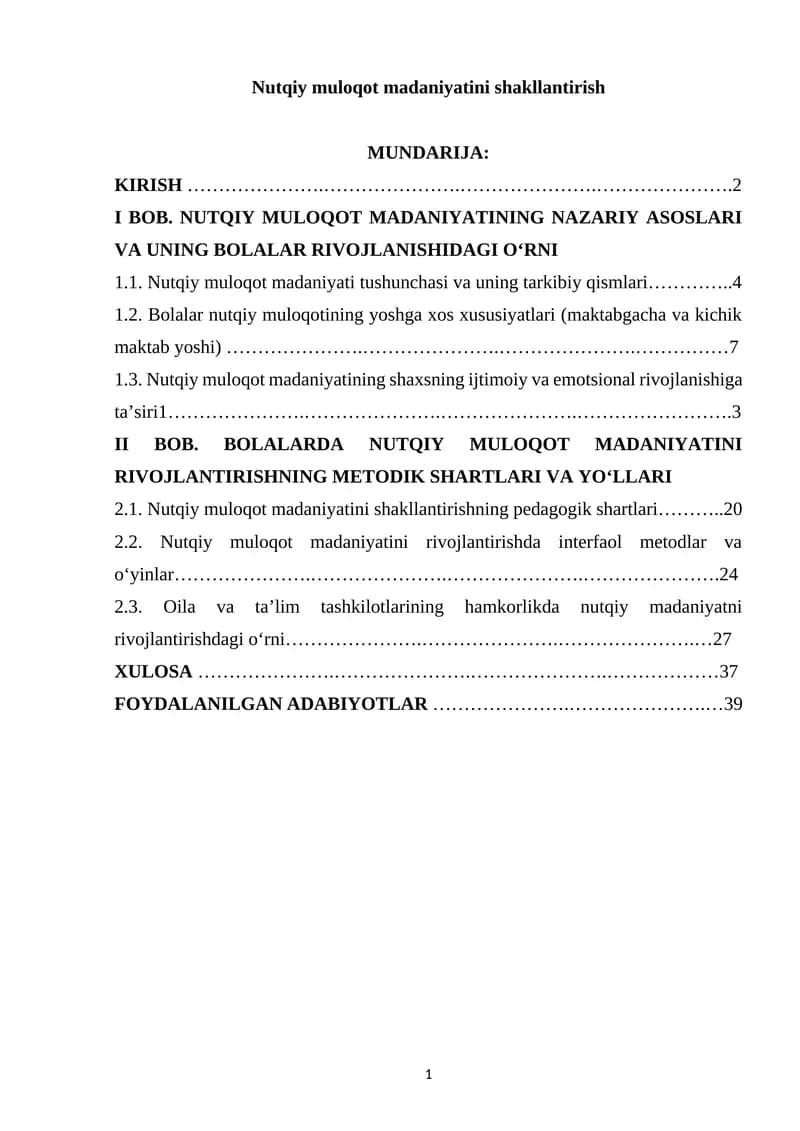 Nutqiy Muloqot Madaniyatini Shakllantirish