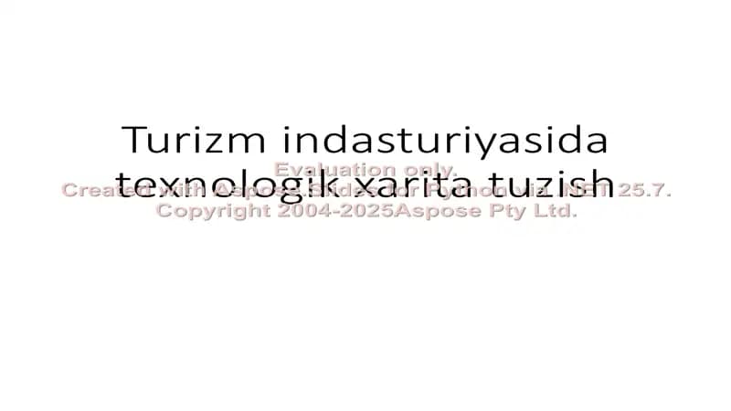 Turizm indasturiyasida texnologik xarita tuzish