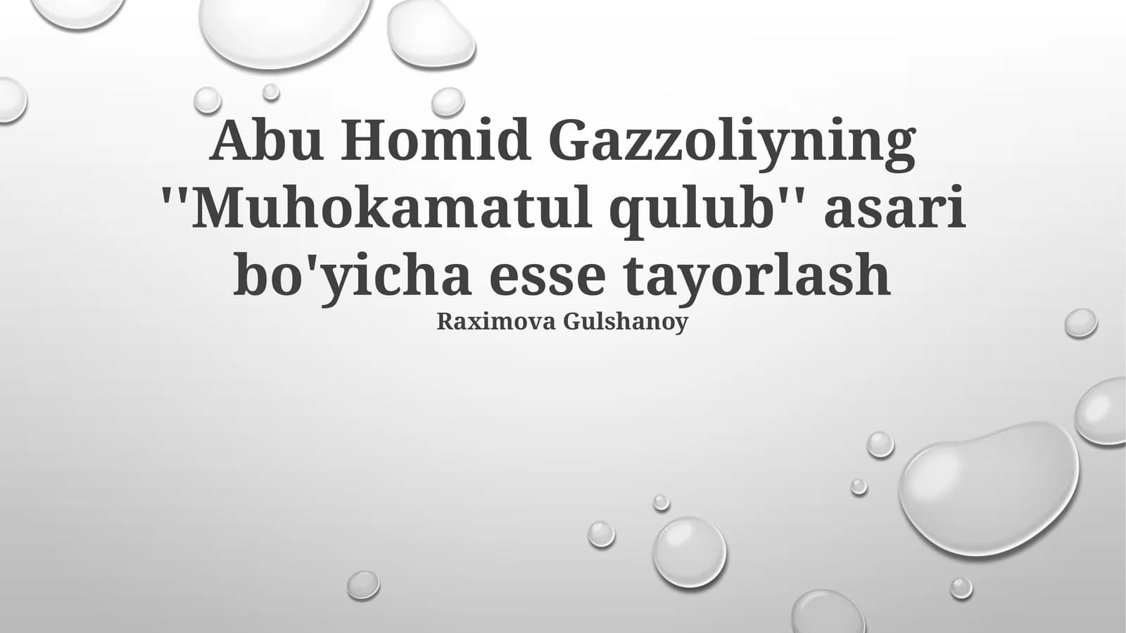 "Muhokamatul qulub" asari bo'yicha esse tayorlash