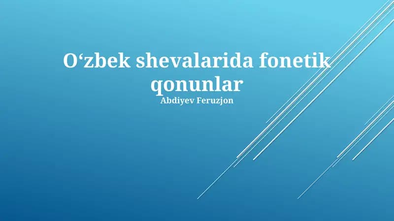Oʻzbek shevalarida fonetik qonunlar