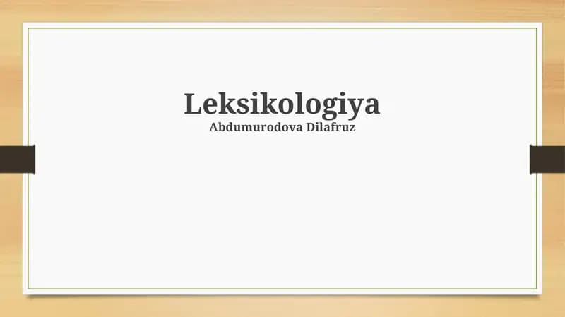 Leksikologiya