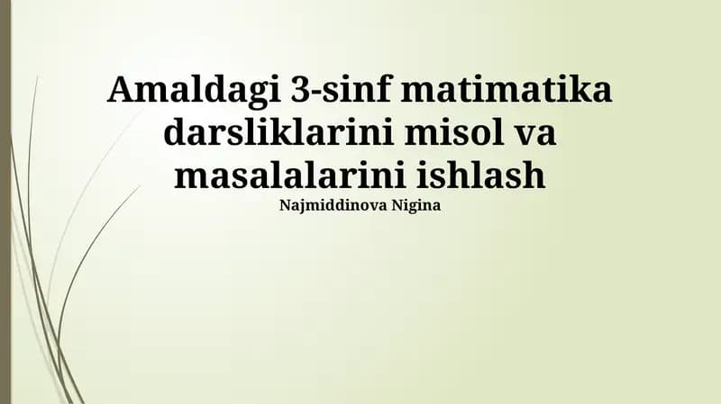 Amaldagi 3-sinf matimatika darsliklari