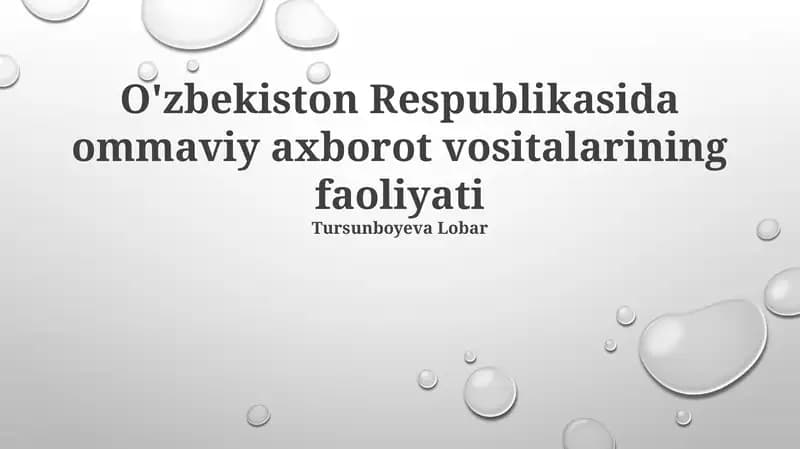 Oʻzbekiston ommaviy axborot vositalarining rivojlanishi