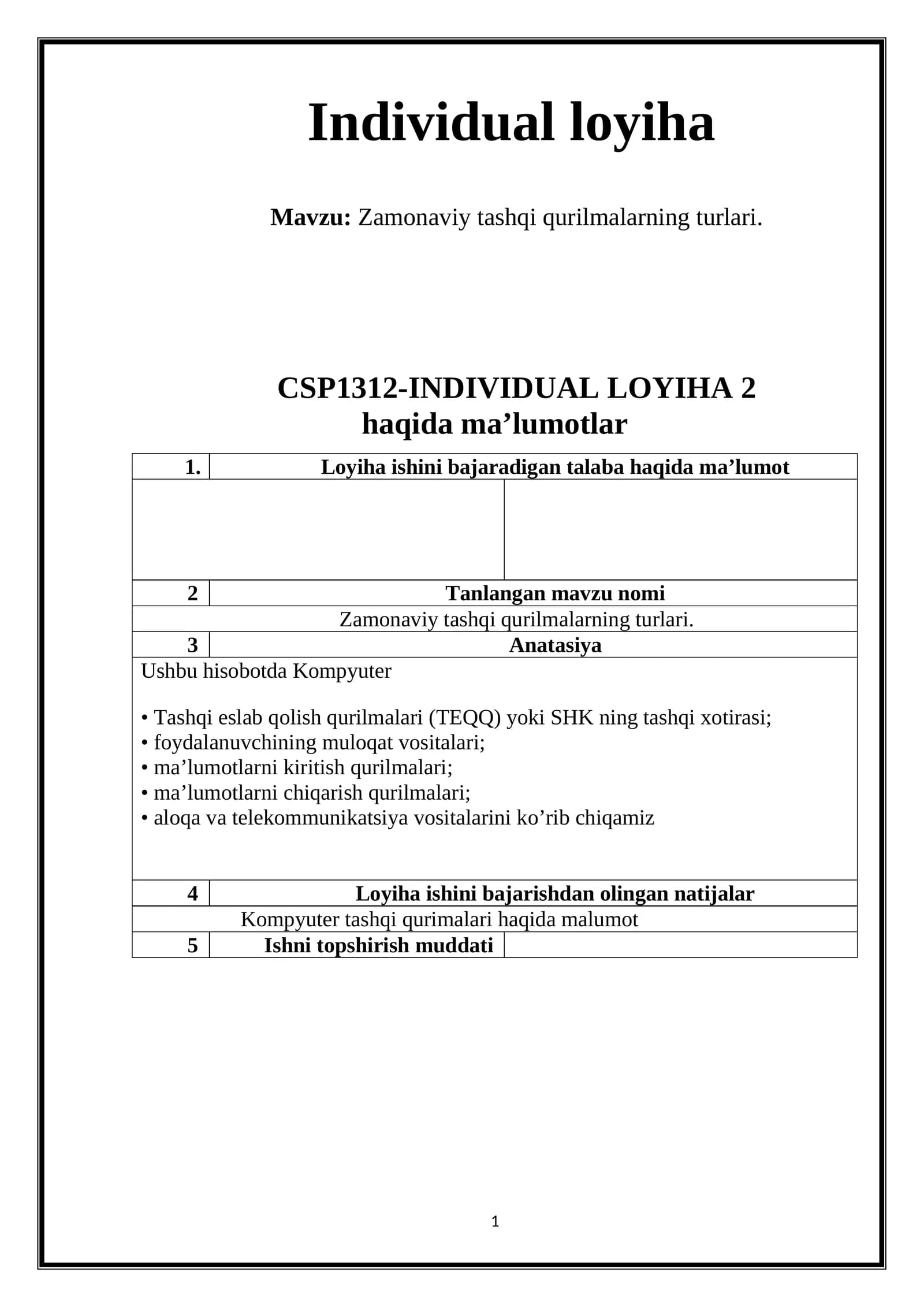 Zamonaviy tashqi qurilmalarning turlari