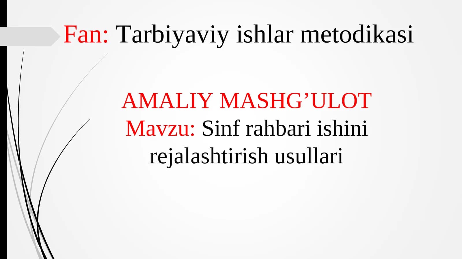 Sinf rahbari ishini rejalashtirish usullari