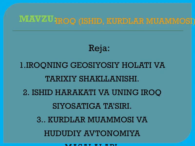 IROQ (ISHID, KURDLAR MUAMMOSI)