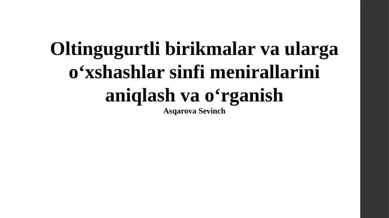 Oltinga Boyliqli Birikmalar va Ularga O'xshash Minerallarni Aniqlash
