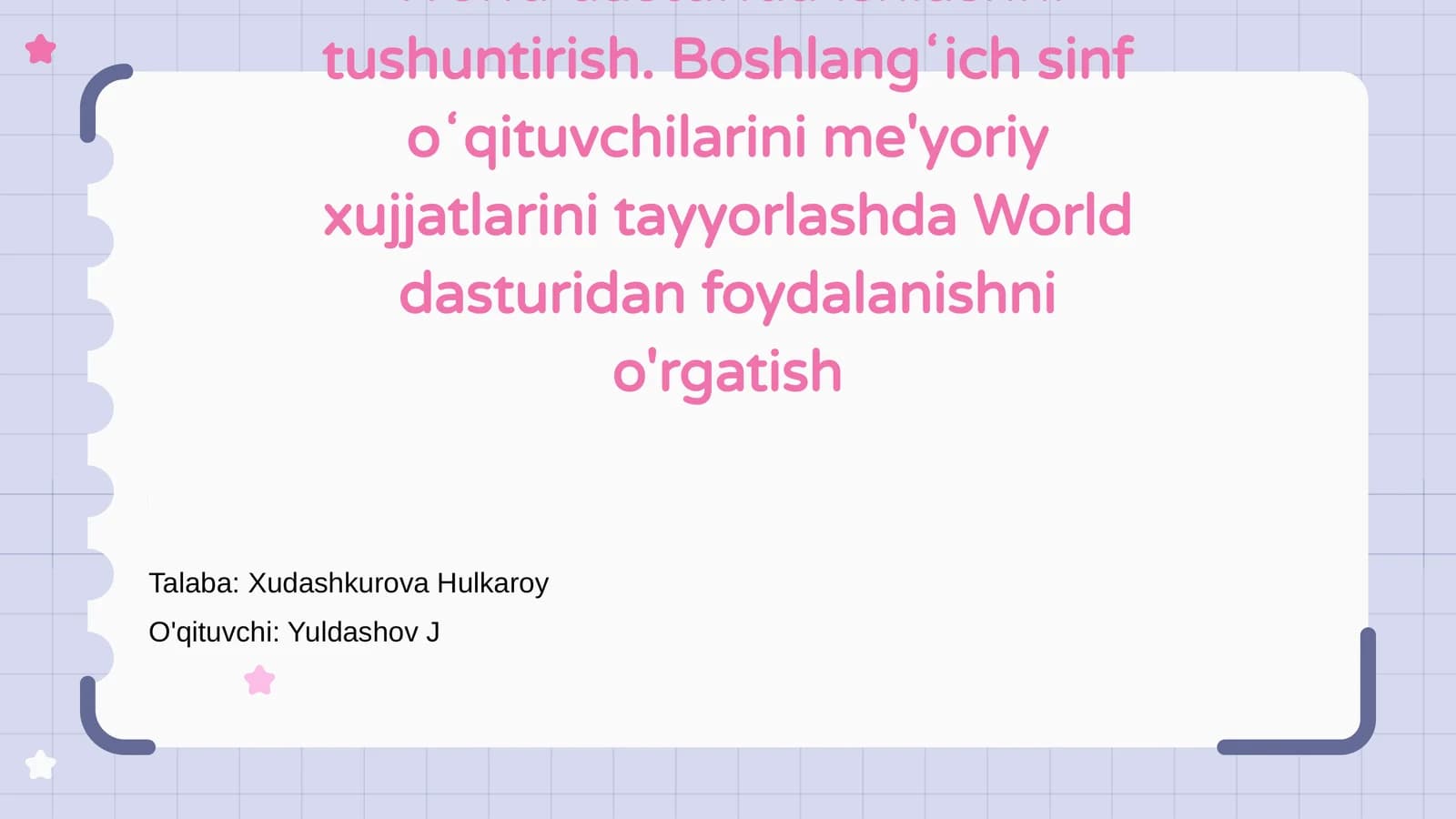 World dasturida ishlashni tushuntirish