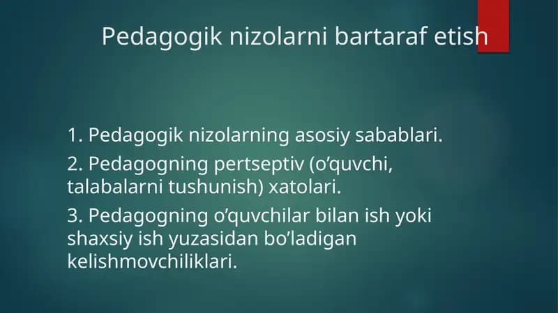 Pedagogik nizolarni bartaraf etish