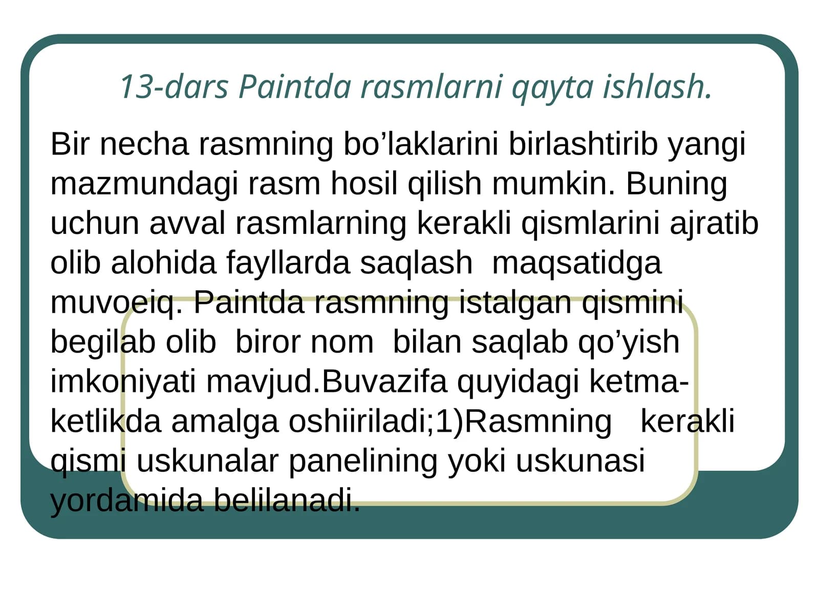 Paintda rasmlarni qayta ishlash