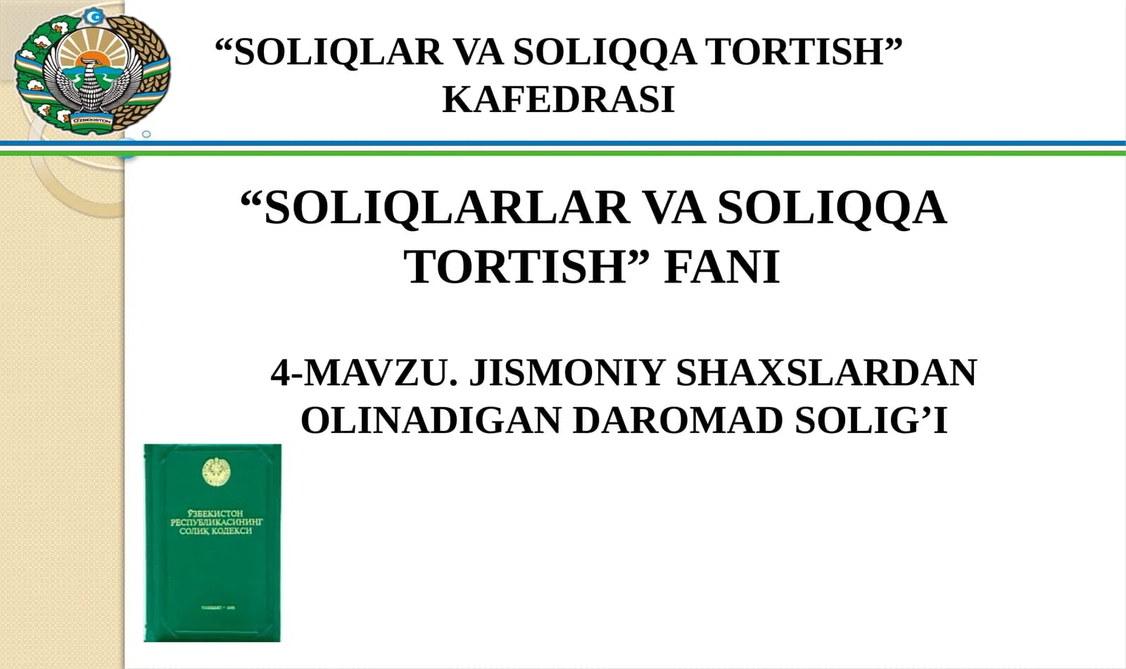 Jismoniy shaxslardan olinadigan daromad solig’i