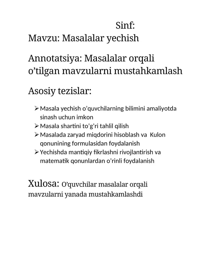 Masalalar yechish