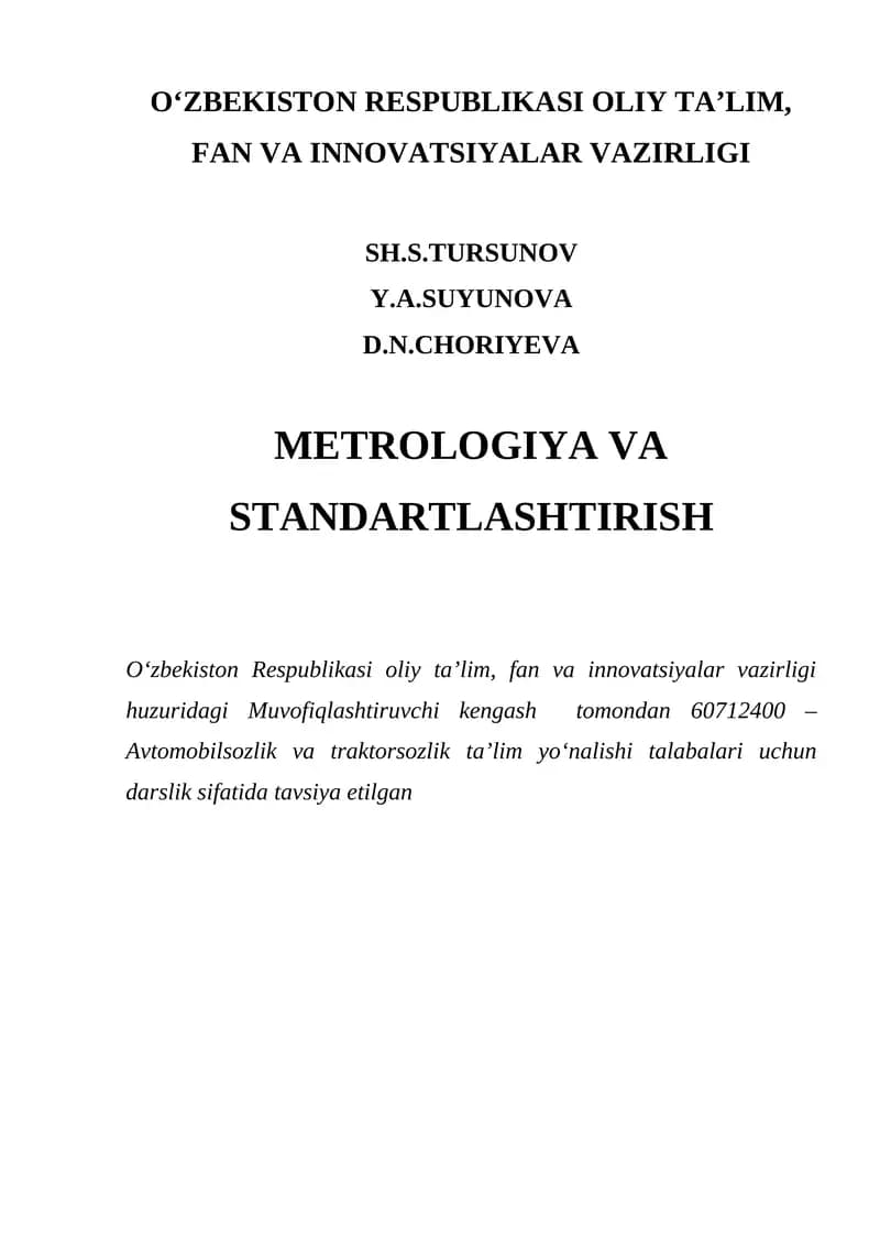Metrologiya va standartlashtirish