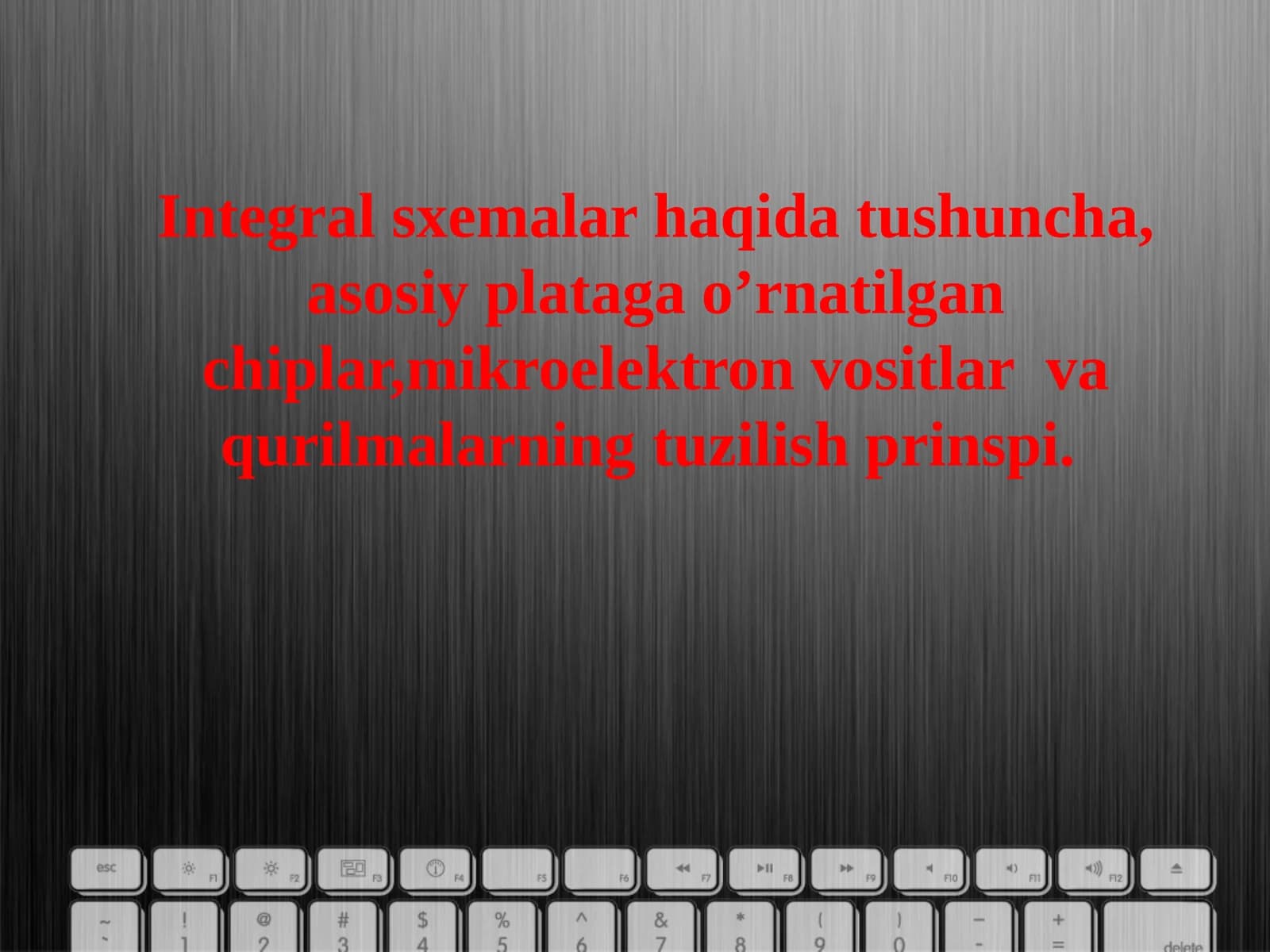 Integral sxemalar haqida tushuncha, asosiy plataga o’rnatilgan chiplar,mikroelektron vositlar  va qurilmalarning tuzilish prinspi.