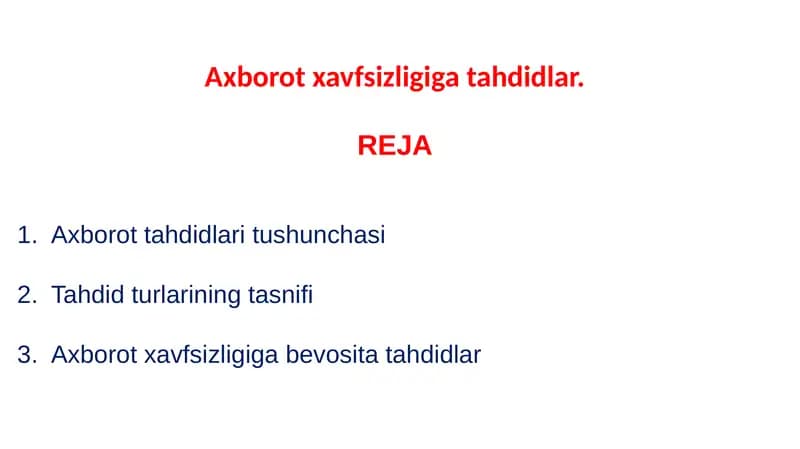 Axborot tahdidlari tushunchasi