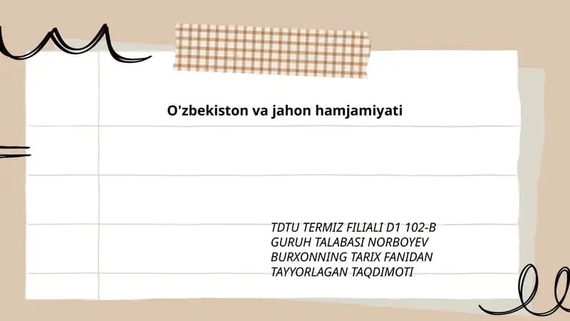 NORBOYEV BURXONNING TARIX FANIDAN TAYYORLAGAN TAQDIMOTI