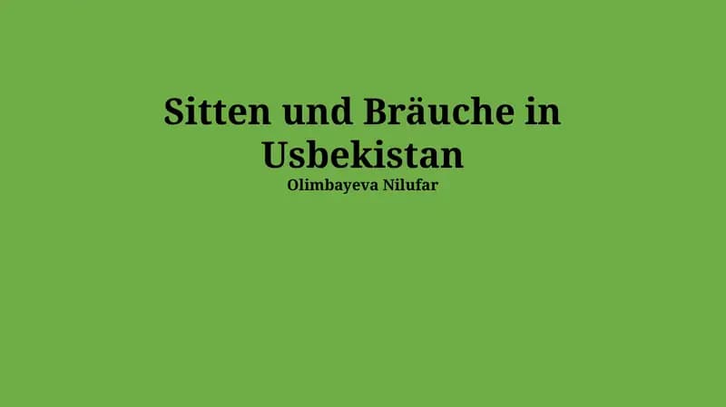 Sitten und Bräuche in Usbekistan