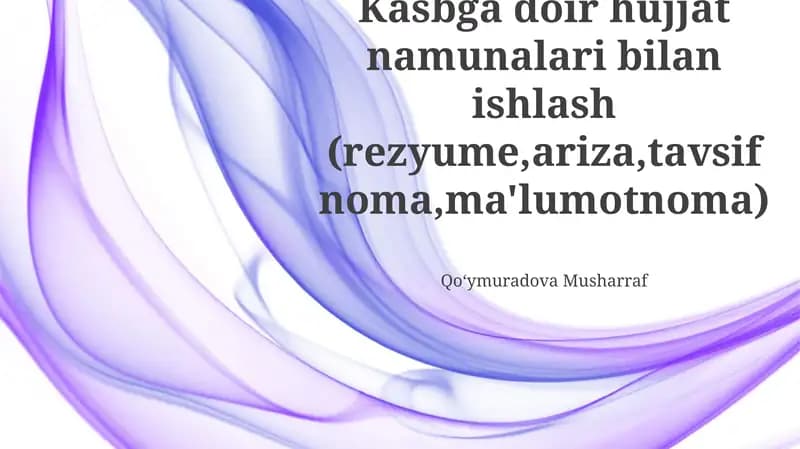 Xususiyatnomalar bilan ishlash