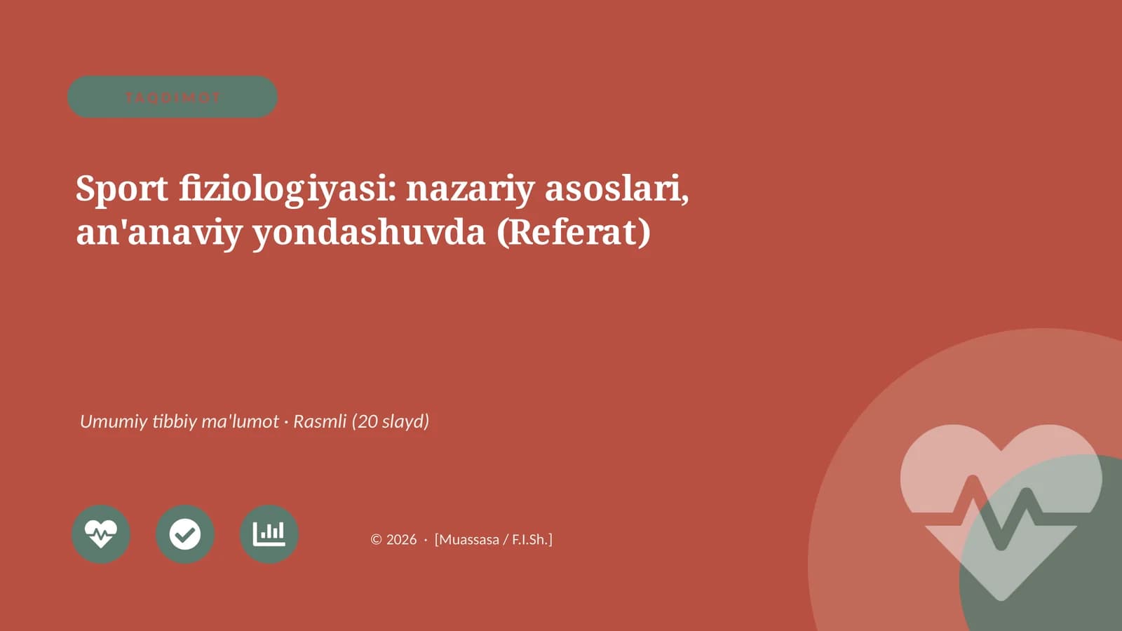 Sport fiziologiyasi: nazariy asoslari, an'anaviy yondashuvda (Referat)