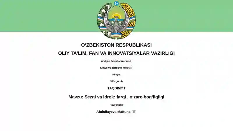 Sezgi va idrok: farqi, oʻzaro bogʻliqligi
