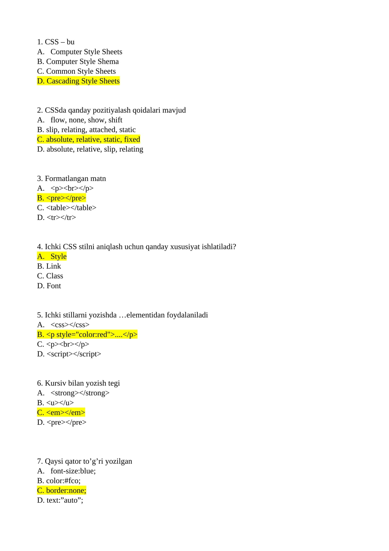 Formatlangan matn