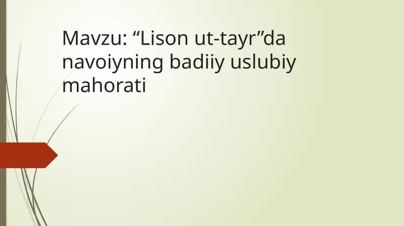 “Lison ut-tayr”da navoiyning badiiy uslubiy mahorati