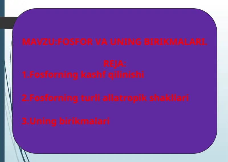 FOSFOR VA UNING BIRIKMALARI