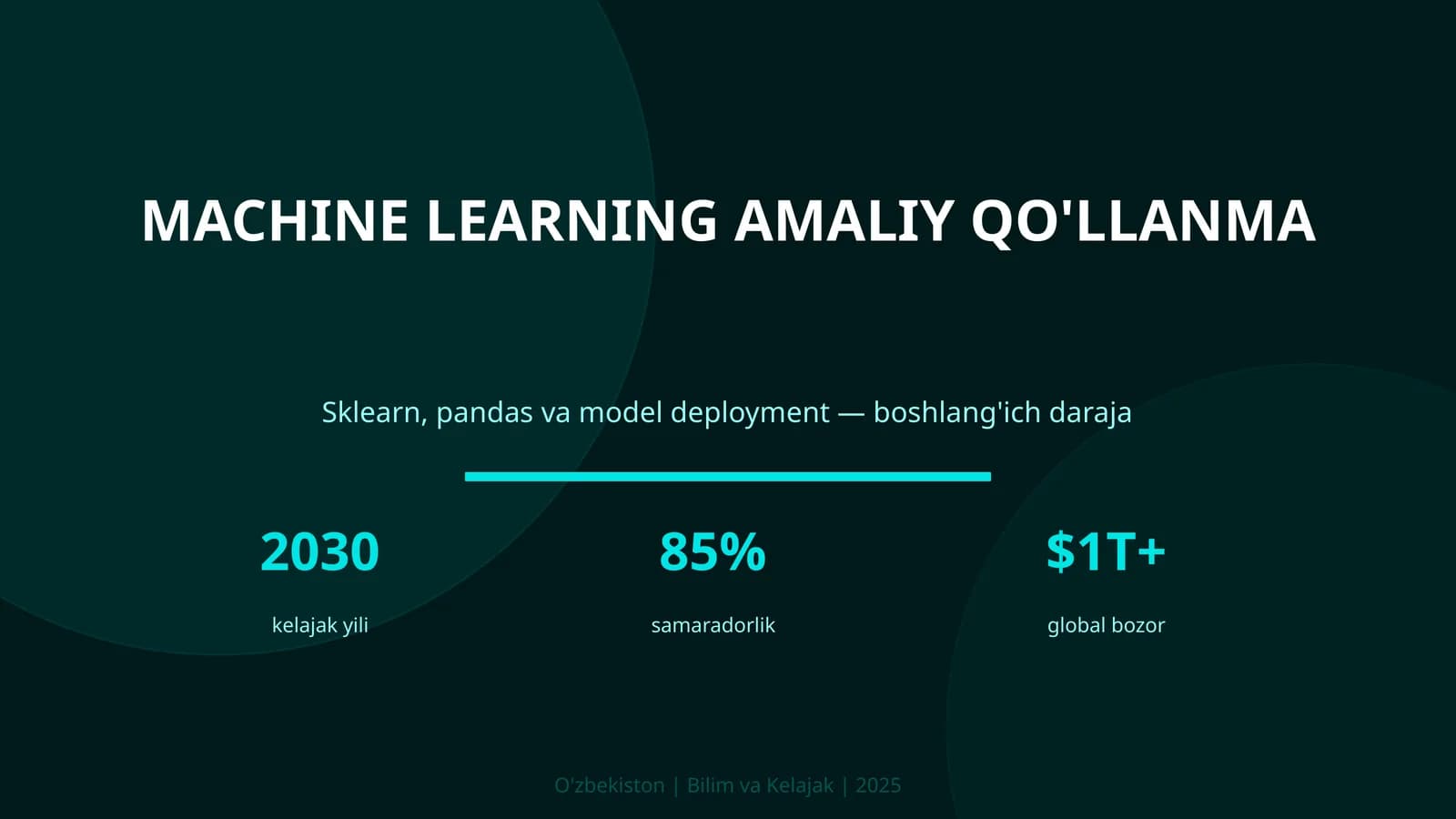 MACHINE LEARNING AMALIY QO'LLANMA