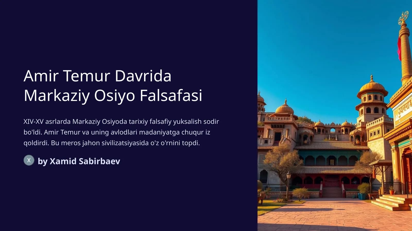 Amir Temur Davrida Markaziy Osiyo Falsafasi