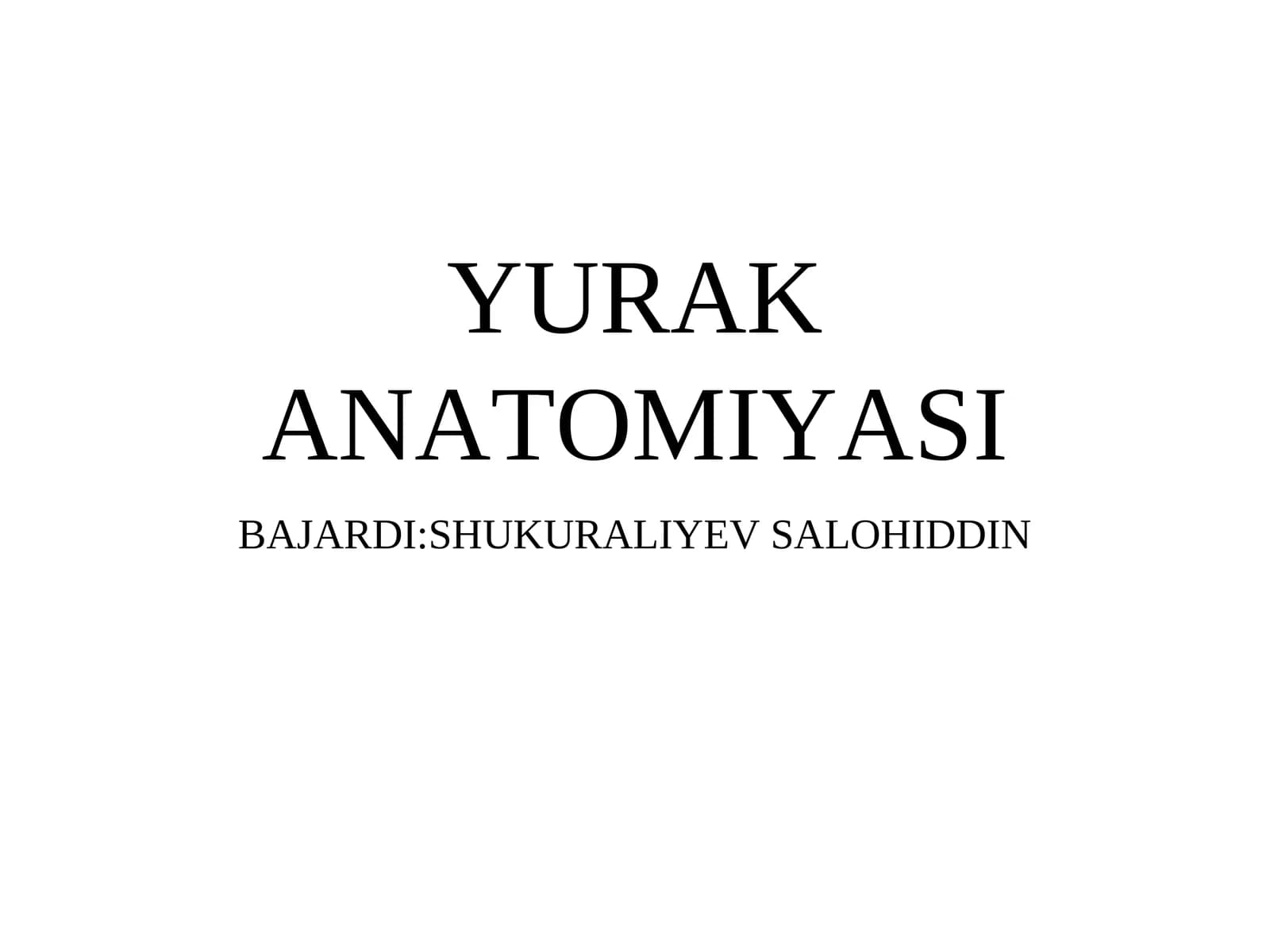 YURAK ANATOMIYASI