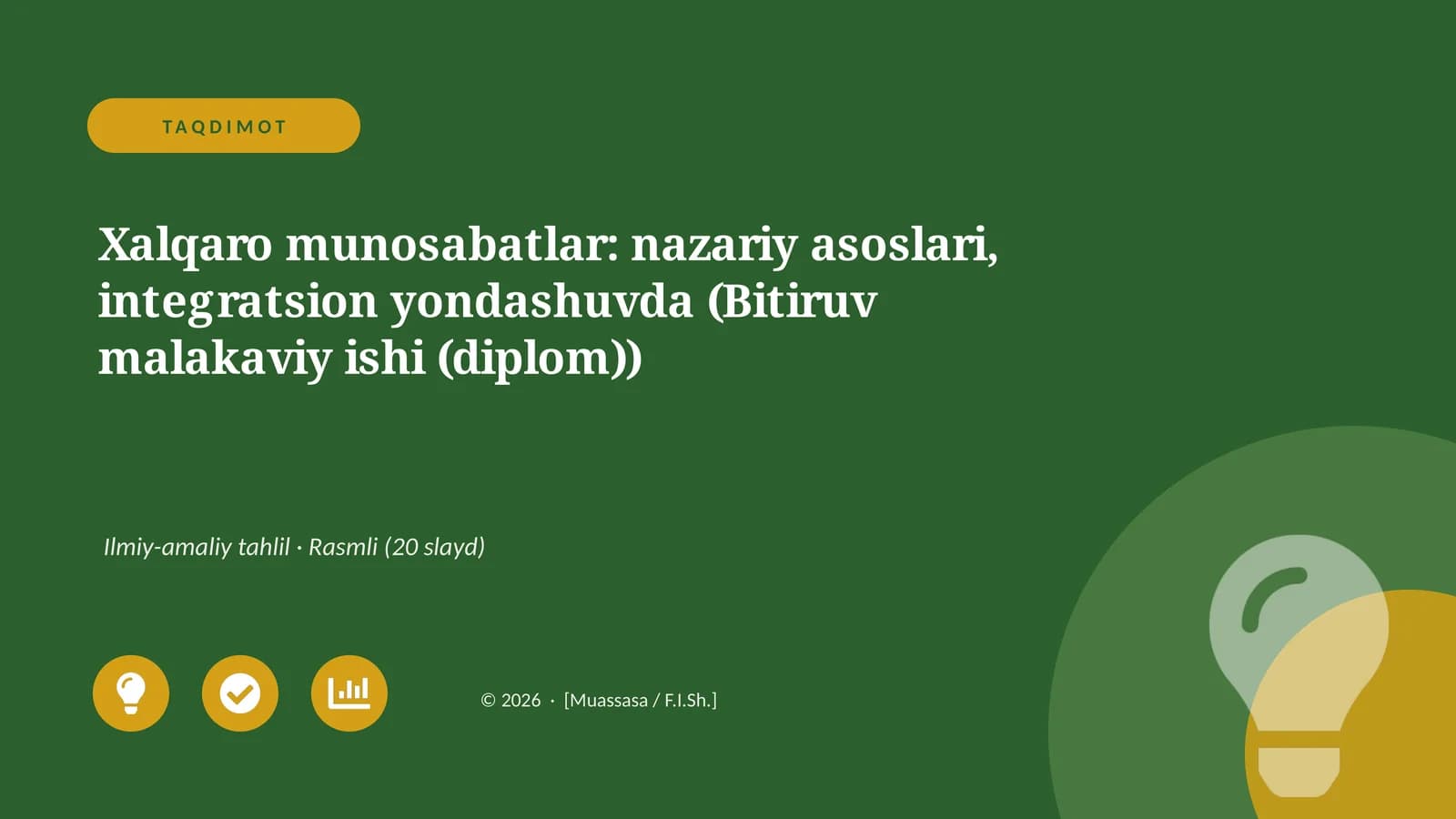 Xalqaro munosabatlar: nazariy asoslari, integratsion yondashuvda (Bitiruv malakaviy ishi (diplom))