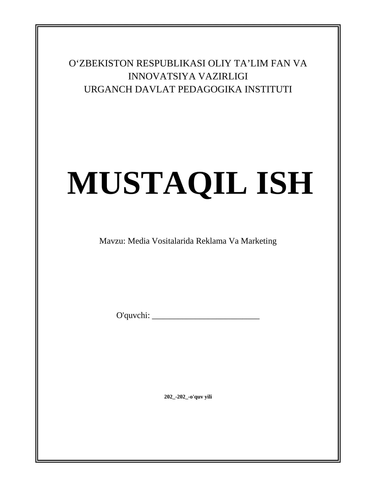 Media Vositalarida Reklama Va Marketing