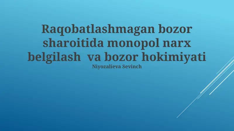 Monopoliya Narxlashning Iqtisodiy Oqibatlari