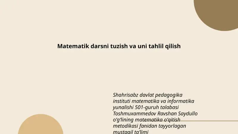 Matematika oʻqitish metodikasi