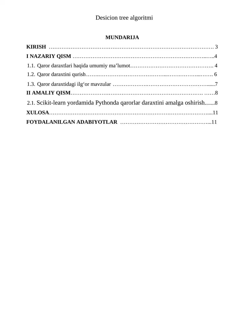 Qaror daraxtlari algoritmi