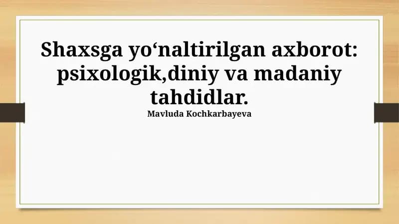 Shaxsiy Ma'lumotlarga Madaniy Tahdidlar